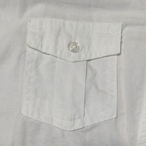 💜Old Navy White Fitted Buttoned Adjustable Long Sleeve Top Medium - Picture 7 of 10